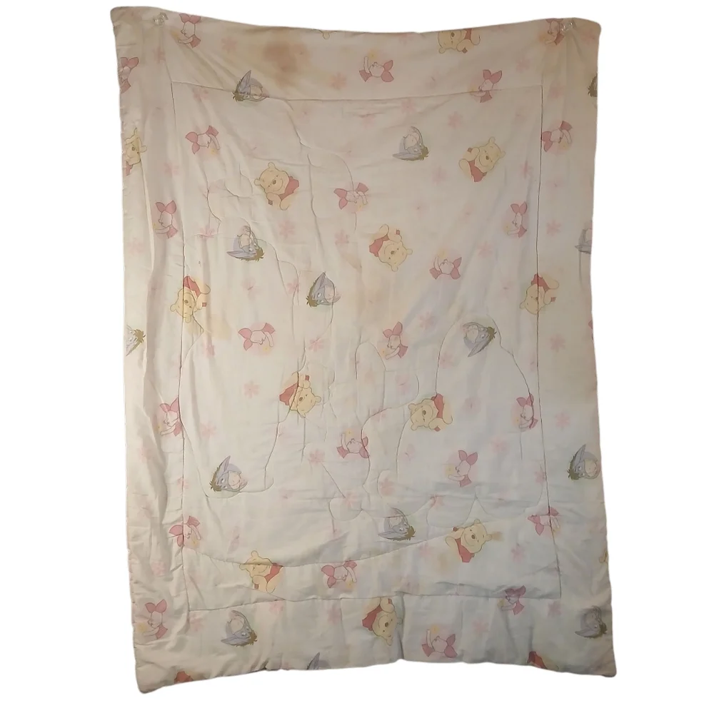 Vtg Crown Crafts Winnie The Pooh Embroidered Comforter Crib Quilt 40